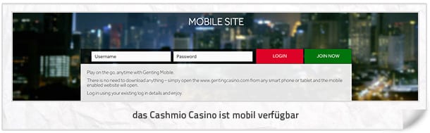 Cashmio Casino mobil
