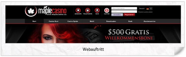 Maple Casino Webseite
