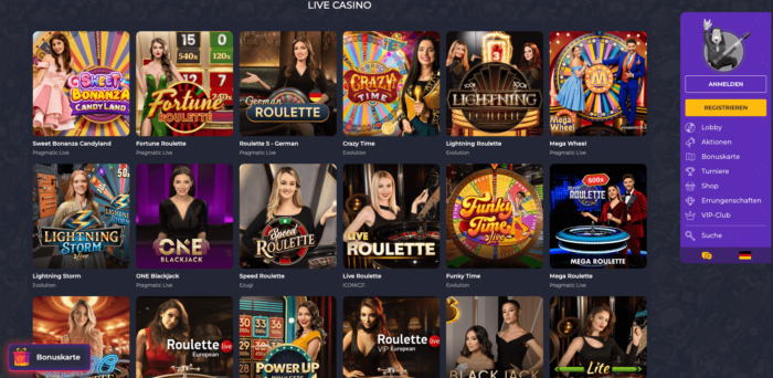 Rolling Slots Live-Casino-Spiele